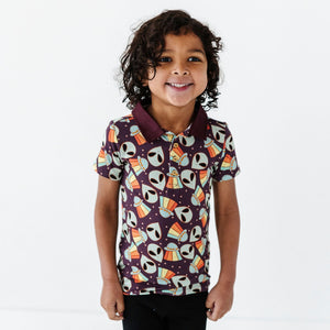Baby Kids Bamboo Pajamas — Cosmic in Peace Bamboo Polo — Image 1