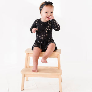 Baby Kids Bamboo Pajamas — Written in the Stars Ruffle Dress — Image 1