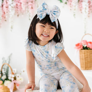 Baby Kids Bamboo Pajamas — Forget Me Not Biggie Bow — Image 1
