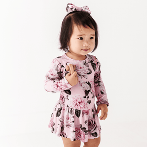 Baby Kids Bamboo Pajamas — Make Me Blush Ruffle Dress — Image 1