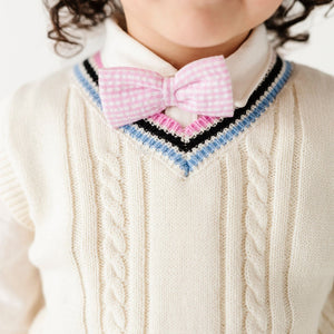 Baby Kids Bamboo Pajamas ā Pink Gingham Bow Tie ā Image 1