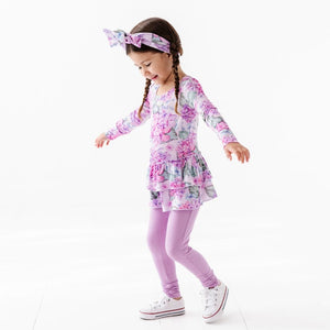 Baby Kids Bamboo Pajamas — You Had Me At Hydrangea Girls Top & Tights — Image 1