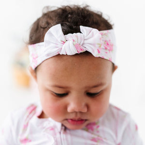 Baby Kids Bamboo Pajamas — Enchanted Floral Lane Headwrap — Image 1