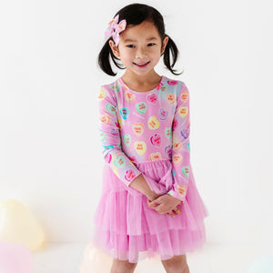 Baby Kids Bamboo Pajamas — Sweethearts® Pink Pastel Hearts Tulle Dress — Image 1