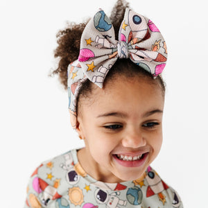 Baby Kids Bamboo Pajamas — No Space to Go Biggie Bow — Image 1