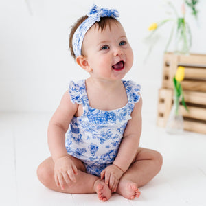 Baby Kids Bamboo Pajamas — Hoppy You're Hare Bubble Romper — Image 1