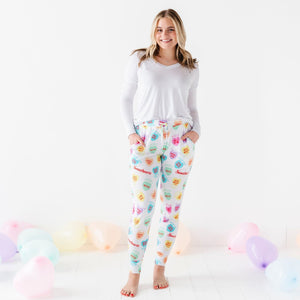 Baby Kids Bamboo Pajamas — Sweethearts® Colorful Candy Hearts Women's Pants — Image 1