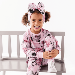 Baby Kids Bamboo Pajamas — Make Me Blush Biggie Bow — Image 1