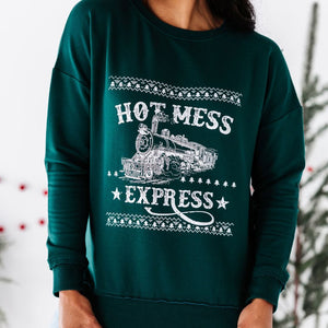 Baby Kids Bamboo Pajamas — Hot Mess Express Women's Crew Neck Sweatshirt — Image 1