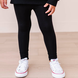 Baby Kids Bamboo Pajamas — Black Bamboo Leggings — Image 1