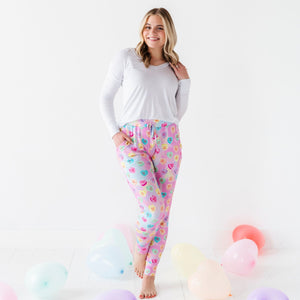 Baby Kids Bamboo Pajamas — Sweethearts® Pink Pastel Hearts Women's Pants — Image 1