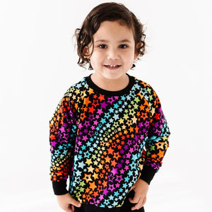 Baby Kids Bamboo Pajamas ā Seeing Stars Crew Neck Sweatshirt ā Image 1