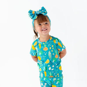 Baby Kids Bamboo Pajamas — Peas and Thank You Biggie Bow — Image 1