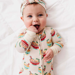 Baby Kids Bamboo Pajamas — Ramen Empire Convertible Romper — Image 1
