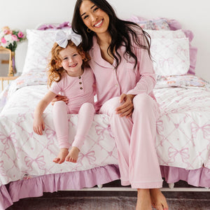 Baby Kids Bamboo Pajamas — Ballet Women's Collar Shirt & Pants Set — Image 1