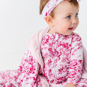 Baby Kids Bamboo Pajamas — Petally Ever After Ruffle Footie — Image 1