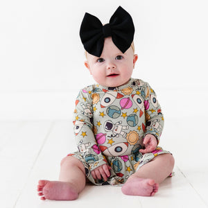 Baby Kids Bamboo Pajamas ā No Space to Go Ruffle Dress ā Image 1