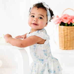 Baby Kids Bamboo Pajamas — Forget Me Not Ruffle Dress — Image 1