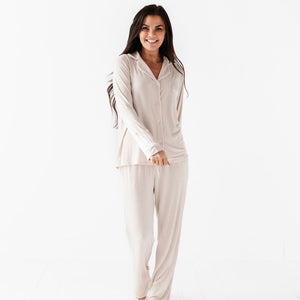 Baby Kids Bamboo Pajamas — Cream Puff Women's Collar Shirt & Pants Set — Image 1