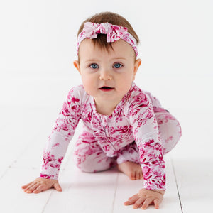 Baby Kids Bamboo Pajamas — Petally Ever After Headwrap — Image 1