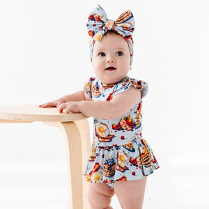 Baby Kids Bamboo Pajamas — Resting Brunch Face Ruffle Dress — Image 1