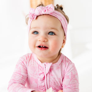 Baby Kids Bamboo Pajamas — Whispering Roses Headwrap — Image 1
