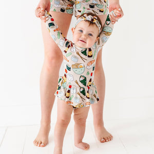 Baby Kids Bamboo Pajamas — On a Seafood Diet Ruffle Dress — Image 1