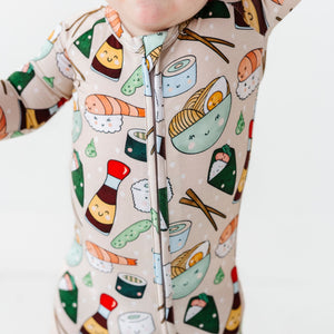 Baby Kids Bamboo Pajamas — On a Seafood Diet Convertible Romper — Image 1