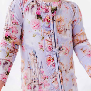 Baby Kids Bamboo Pajamas — A Knight to Remember Convertible Ruffle Romper — Image 1