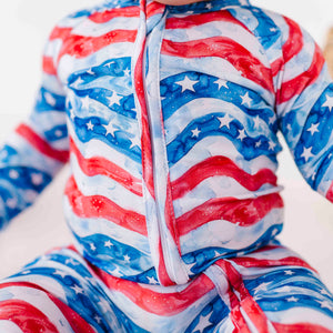 Baby Kids Bamboo Pajamas — All American Convertible Romper — Image 1
