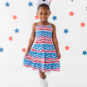 Baby Kids Bamboo Pajamas — All American Sleeveless Girls Dress & Shorts Set — Image 1