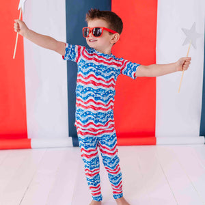 Baby Kids Bamboo Pajamas — All American Short Sleeve Two-Piece Pajama Set — Image 1