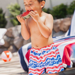 Baby Kids Bamboo Pajamas — All American Swim Shorts — Image 1