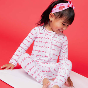 Baby Kids Bamboo Pajamas — All Heart Eyes Headwrap — Image 1