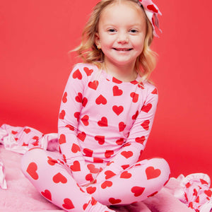 Baby Kids Bamboo Pajamas — All Heart Eyes Long Sleeve Pajama Set — Image 1