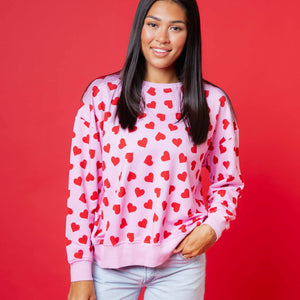 Baby Kids Bamboo Pajamas — All Heart Eyes Women's Relaxed Crew Neck Sweatshirt — Image 1