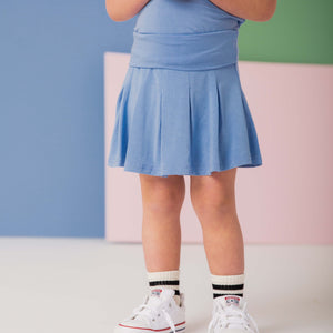 Baby Kids Bamboo Pajamas — Popsicle Blue Girls Skort — Image 1