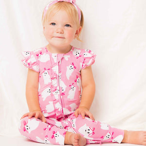Baby Kids Bamboo Pajamas — BOOsties Forever Cap Sleeve Romper — Image 1