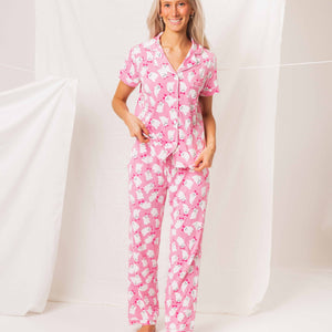 Baby Kids Bamboo Pajamas — BOOsties Forever Short Sleeve Women's Collar Shirt & Pants Set — Image 1