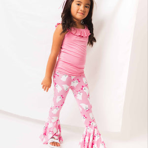 Baby Kids Bamboo Pajamas — BOOsties Forever Ruffle Sleeve Top & Bell Bottoms Set — Image 1