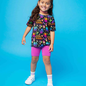 Baby Kids Bamboo Pajamas β A+ Attitude Girls Oversized T-Shirt & Biker Shorts Set β Image 1