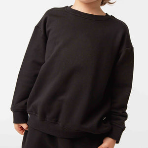 Baby Kids Bamboo Pajamas — Black Crew Neck Sweatshirt — Image 1