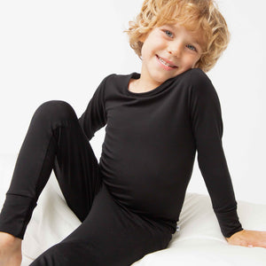 Baby Kids Bamboo Pajamas — Black Long Sleeve Pajama Set — Image 5