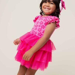 Baby Kids Bamboo Pajamas — Daisy Bell Cap Sleeve Tulle Dress & Shorts Set — Image 3