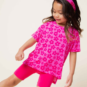 Baby Kids Bamboo Pajamas — Daisy Bell Girls Oversized T-Shirt & Biker Shorts Set — Image 9