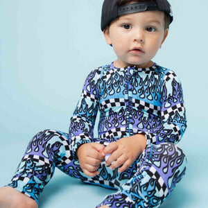 Baby Kids Bamboo Pajamas — Fast & Curious Convertible Romper — Image 1