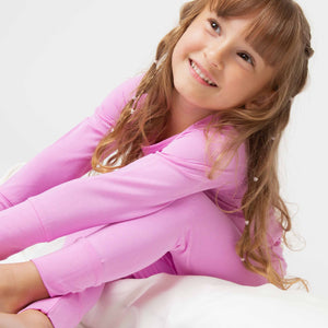 Baby Kids Bamboo Pajamas — Pencil Pink Long Sleeve Pajama Set — Image 3