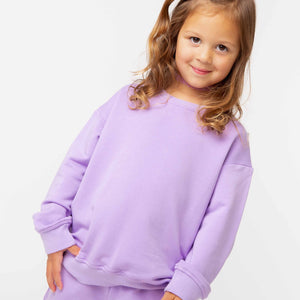 Baby Kids Bamboo Pajamas β Purple Doodles Crew Neck Sweatshirt β Image 1