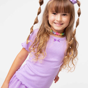 Baby Kids Bamboo Pajamas β Purple Doodles Pointelle Top β Image 1