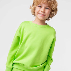 Baby Kids Bamboo Pajamas — Recess Green Crew Neck Sweatshirt — Image 1